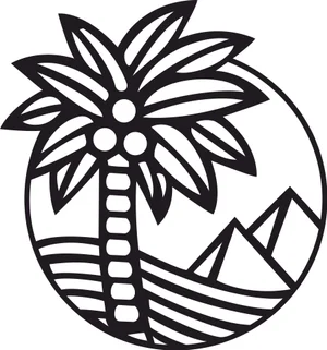 Pyramids with palm trees clipart