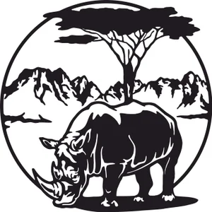 Rhinoceros scene clipart design