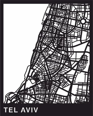 Tel aviv cutmap israel map