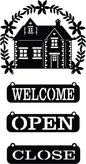 Welcome house open close sign