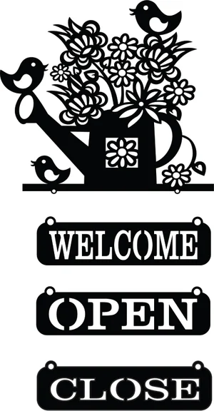 Welcome open close sign