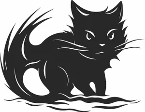 Fluffy Black Cat Silhouette