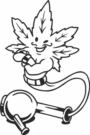 Marijuana Leaf Smoking a Bong