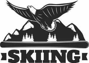 Skiing with eagle clipart