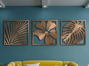 3 Monstera Leaves decor