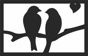 two romantic birds on a branch