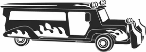 Jeepney Side View with Flame