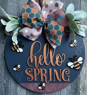 Hello Spring 3D Bumblebee Round Door Hanger