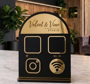 Arched QR Code Social Media and Wi-Fi Business Sign