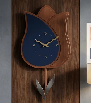 Tulip-Shaped Wall Clock Floral Home Decor