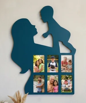 Mother and Child Silhouette Photos Wall Frame