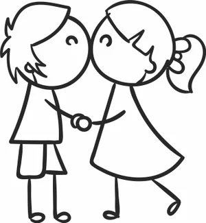 Couple Kissing Stick Figure Illustration