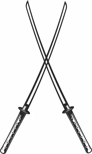 Crossed Katana Swords Vector