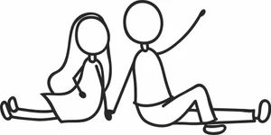 Cute Man and Woman Holding Hands Line Art