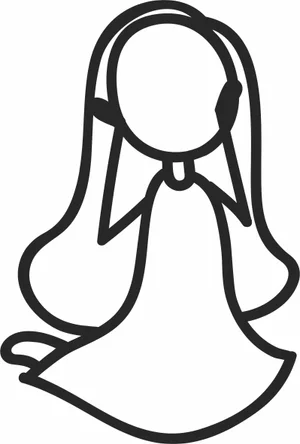 Cute Stick Figure Girl Line Art