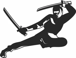 Dual Sword Ninja Silhouette
