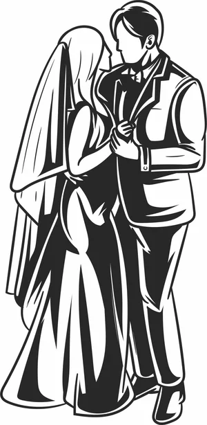 Elegant Wedding Couple Vector Illustration