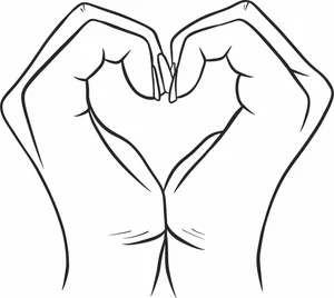 Heart Hands Line Art