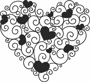 Ornate Filigree Heart Vector