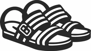 Pair of Buckled Summer Sandals Vector