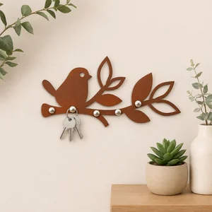 Bird on Tree Branch Key Holder Wall Rack