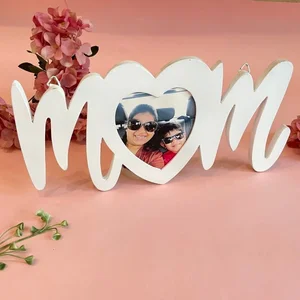 Cursive MOM Heart Picture Photo Frame