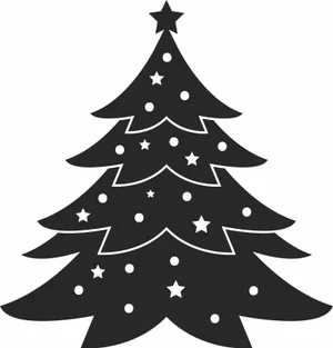 Decorated Christmas Tree Star Topper Baubles Silhouette