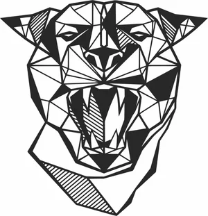 Geometric Roaring Panther Panthera Head Polygonal Line Art