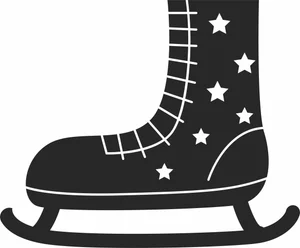 Ice Skate Boot With Laces And Star Pattern Illustration