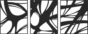 Three Panel Triptych Abstract Overlapping Curved Lines Wall Art