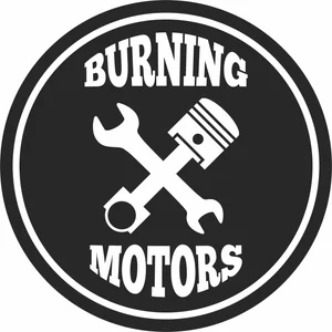 Burning Motors Crossed Wrench and Piston Round Emblem