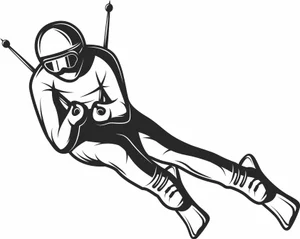 Downhill Alpine Skier Speed Racing Slope Silhouette