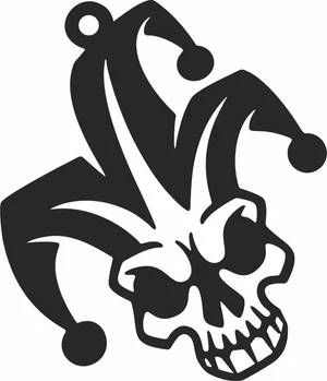 Evil Jester Skull Hat Charm Pendant Silhouette