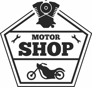 Motor Shop Motorcycle V Twin Engine Shield Badge