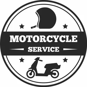 Motorcycle Service Helmet and Scooter Circular Retro Badge