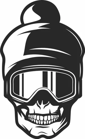 Ski Goggles Winter Beanie Skull Head Illustration