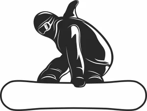 Snowboarder Performing Grab Trick Action Slope Silhouette