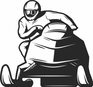 Snowmobile Rider Front View Winter Motorsport Silhouette