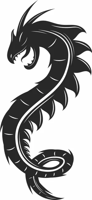 Spiked Sea Serpent Mythical Dragon Silhouette