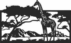 African Giraffe Safari Landscape Sign
