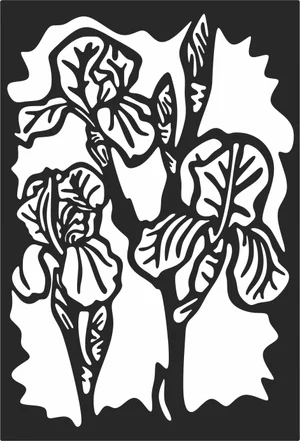 Art Nouveau Iris Flower Panel Sign