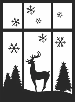 Christmas Snowing Deer Window Sign