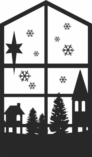Christmas Village Star Window Sign
