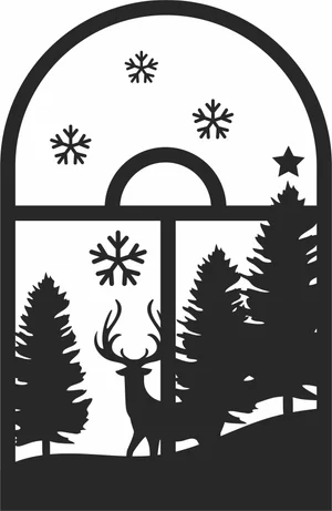 Christmas Winter Deer Window Sign