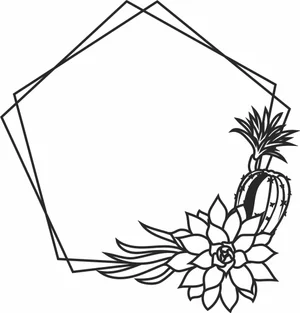 Geometric Succulent Cactus Frame Sign