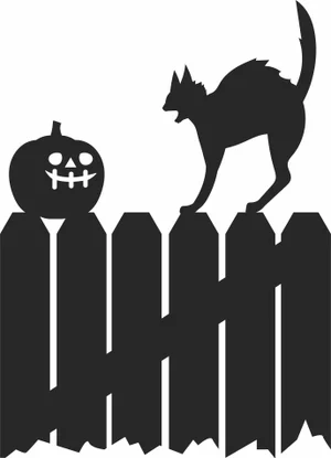 Halloween Black Cat Fence Sign