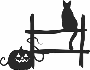Halloween Cat Silhouette Fence Sign