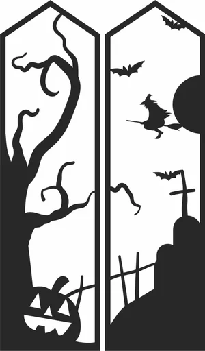 Halloween Flying Witch Window Sign