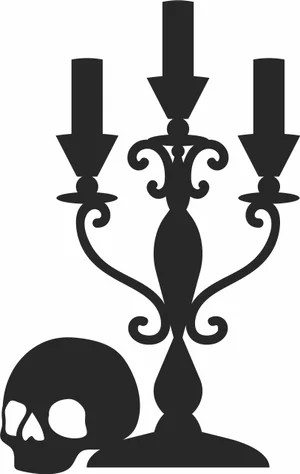 Halloween Gothic Candelabra Skull Sign