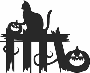 Halloween Sitting Cat Fence Sign